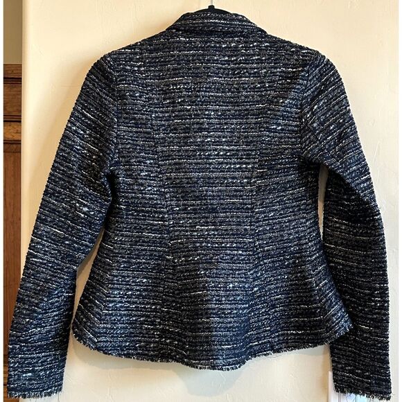 Daniela Corte Tweed Blazer Jacket Navy Grey Silver Size 38 XS - Picture 2 of 7